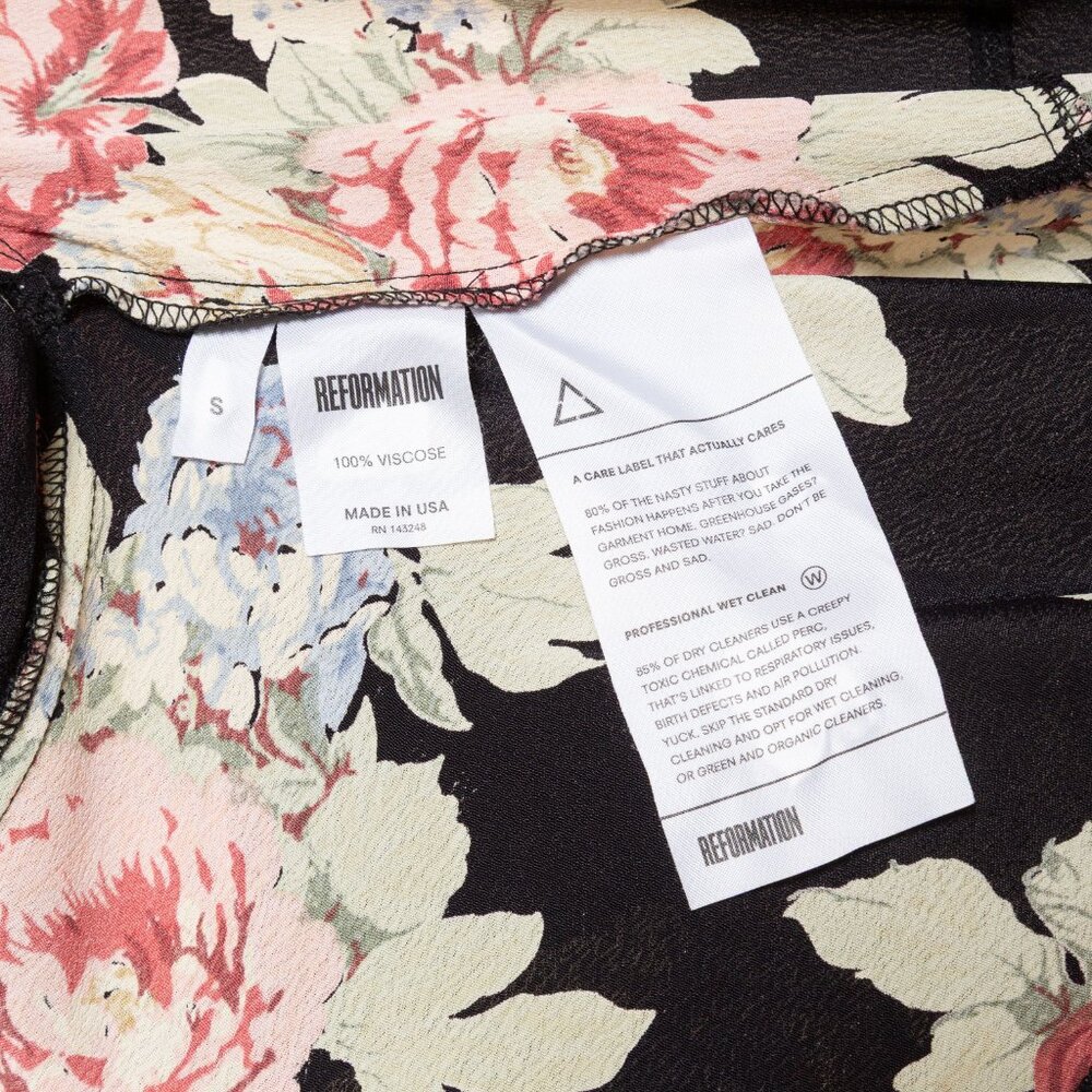Reformation Linda Brookvale Black Viscose Floral Print Midi Wrap Dress - Size S - Picture 12 of 12